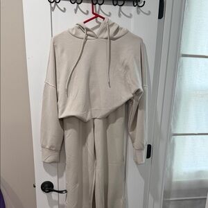 Cream Hoodie and Jogger Set